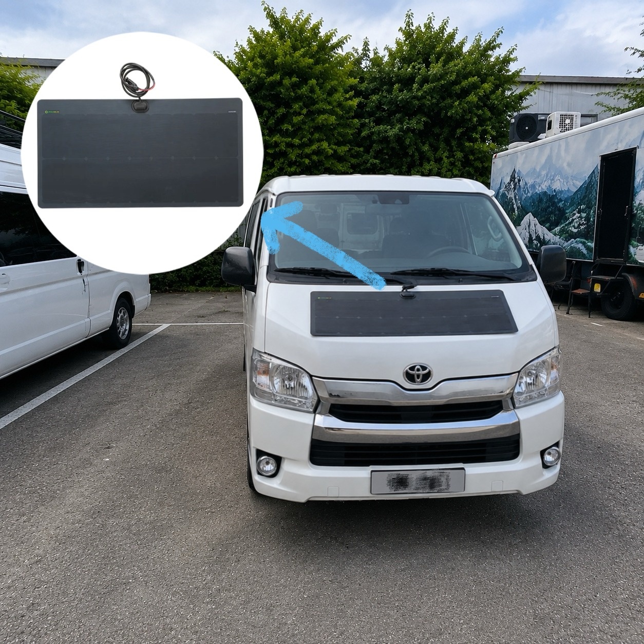 Toyota HiAce hood solar panel
